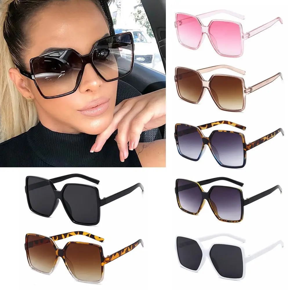 Flat Top Fashion Vintage Big Frame Oversized Sunglasses Fashion Shades UV Protection Square Sun Glasses