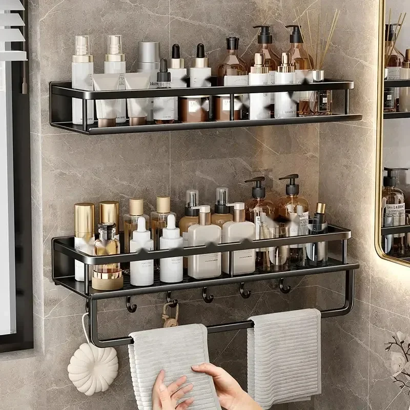 Black Bathroom Shower Room Storage Rack Toiletries Shelf Storage Is Perfect For Bathroom Item Storage Wall shelves Racks Ecoco