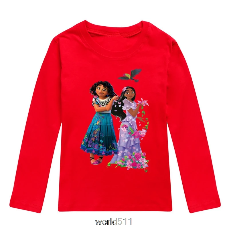 New movie Encanto Princess Long T Shirts For Girl Baby Cartoon Pattern Unisex Baby Clothes Spirng T-Shirts For Kids Tee Tops