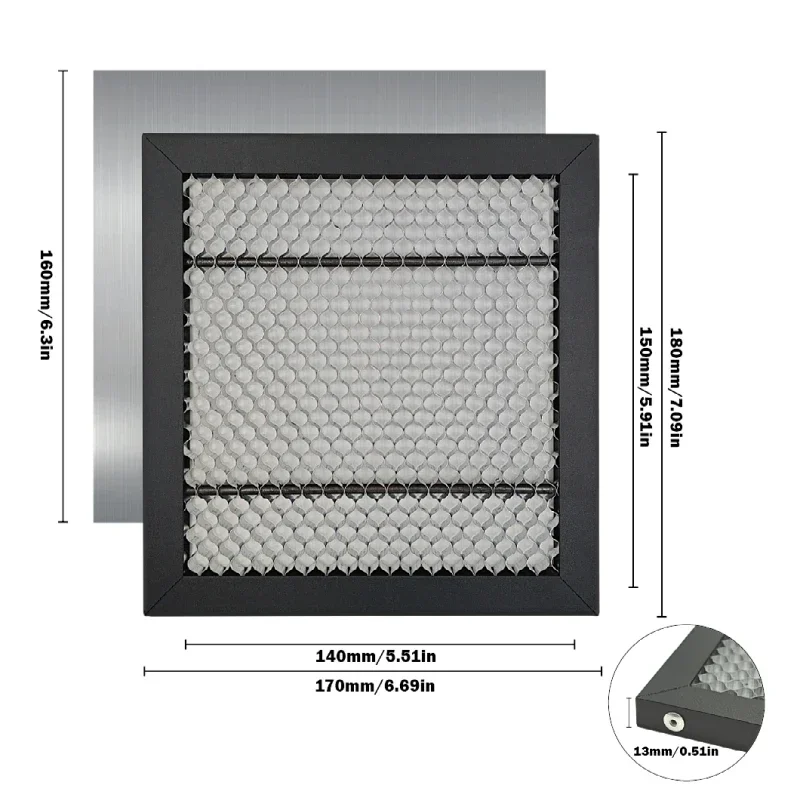 ¡CALIENTE! Banco de trabajo láser de panal adecuado para máquina de grabado y corte láser CO2 CNC cama de placa de panal DIMIFUN D9 170*180MM