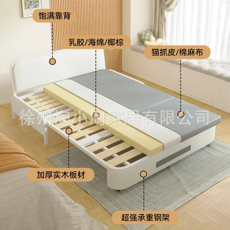 Sofa bed folding dual-purpose balcony multi-function bed small apartment sofa Internet celebrity double retractable bed wood