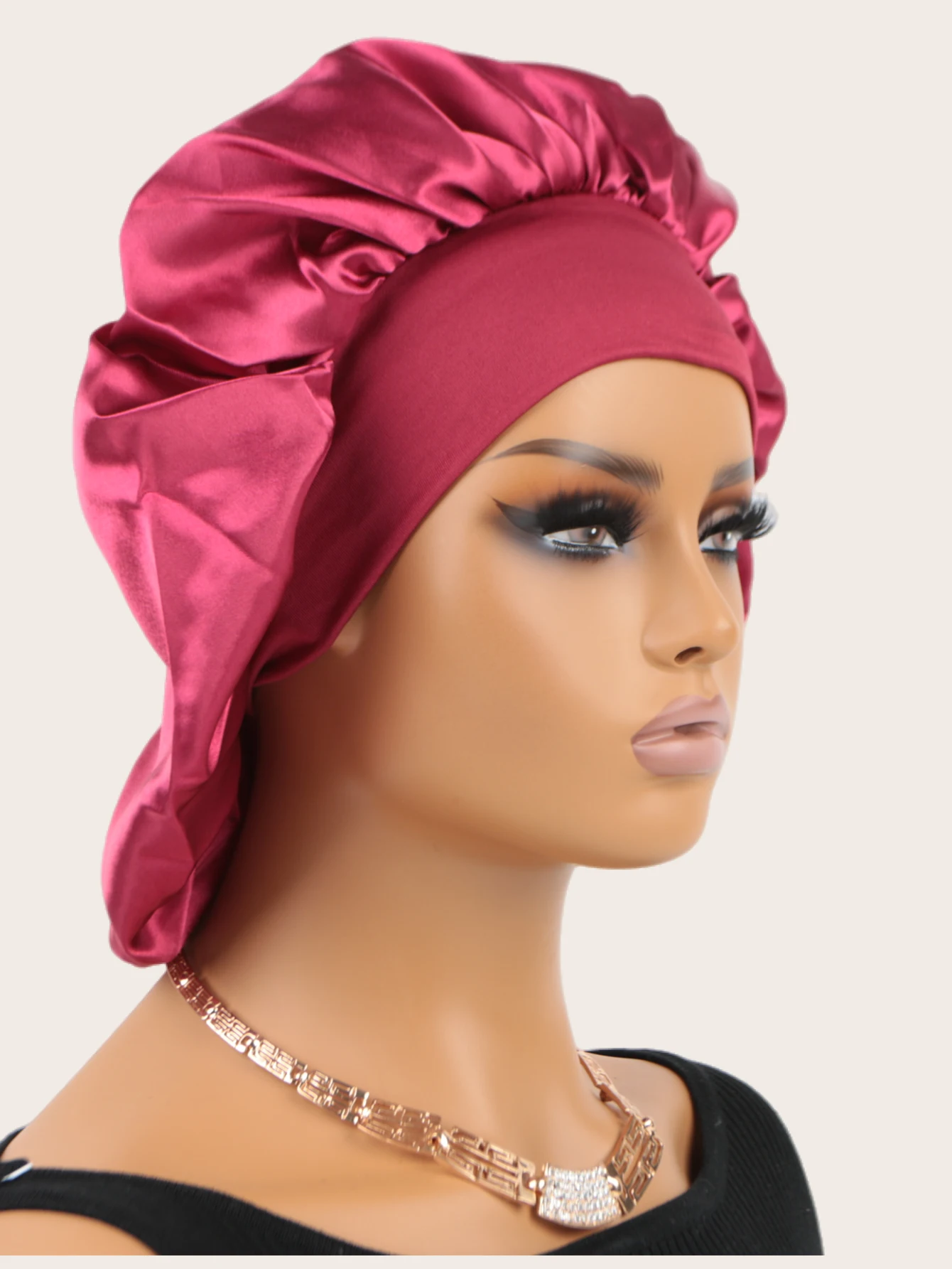 Czapka do spania z elastyczną opaską na głowę Unisex Extra Large Satin Silky Bonnet Sleep z elastyczną opaską Premium