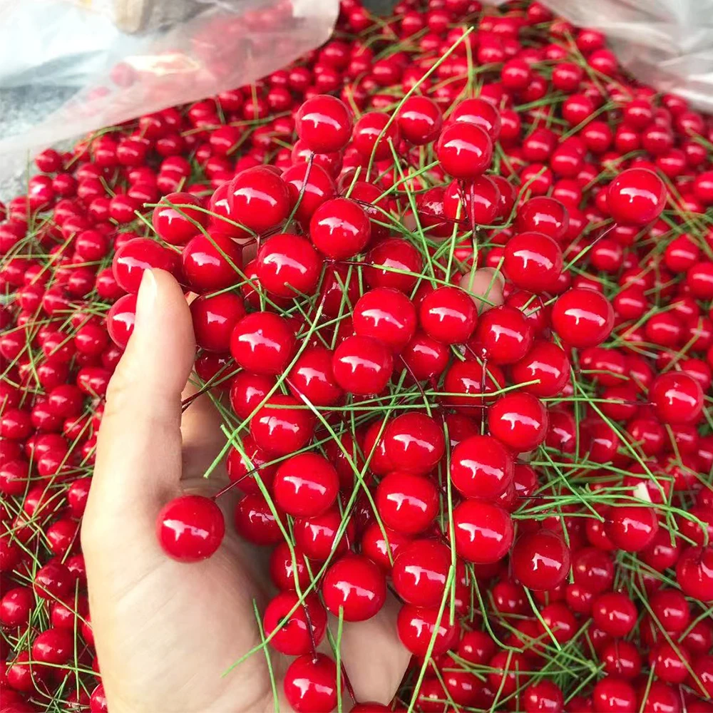 50/1000pcs Artificial Mini Red Berries Cherry Stamen Fake Holly Berry Pearl Beads DIY Christmas Tree Ornament Wreath Decoration