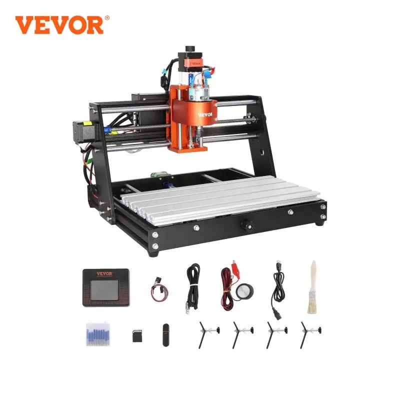 

VEVOR 60W CNC Router Machine 3 Axis GRBL Control Wood Engraving Carving Milling Machine Kit 300 x 200 x 60 mm Area 1200 RPM