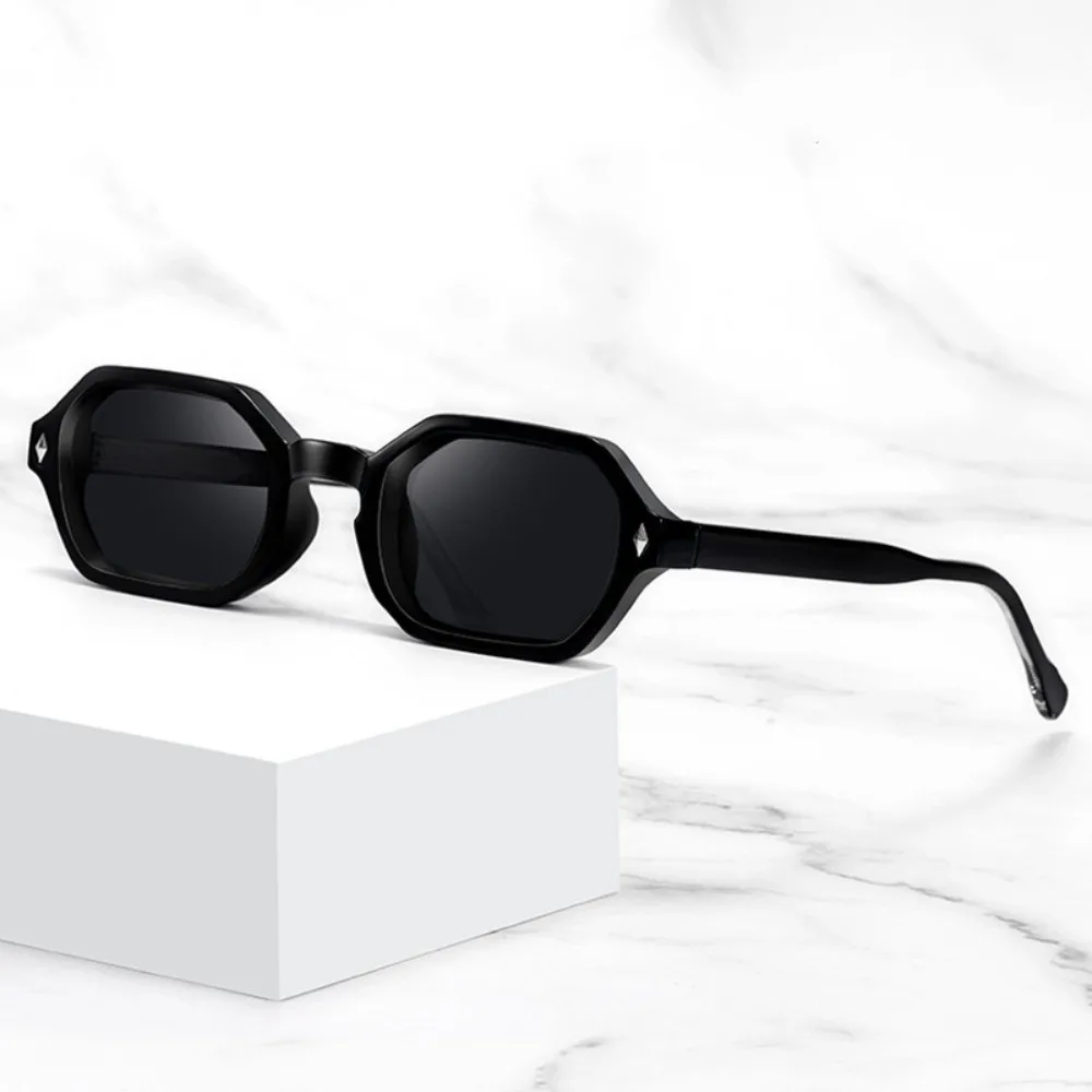 متعدد الألوان إطار مربع صغير نظارات شمسية الضوء الأزرق حجب خمر مضلع النظارات الشمسية خفيفة الوزن أزياء الرجال UV400 نظارات