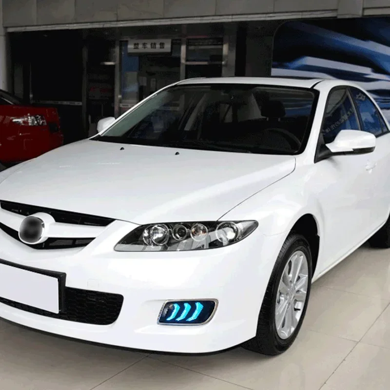

Car LED Daytime Running Light For Mazda 6 2005-2008 Dynamic Yellow Turn Signal Auto DRL Daylights Lamps Blue Running Car Foglamp