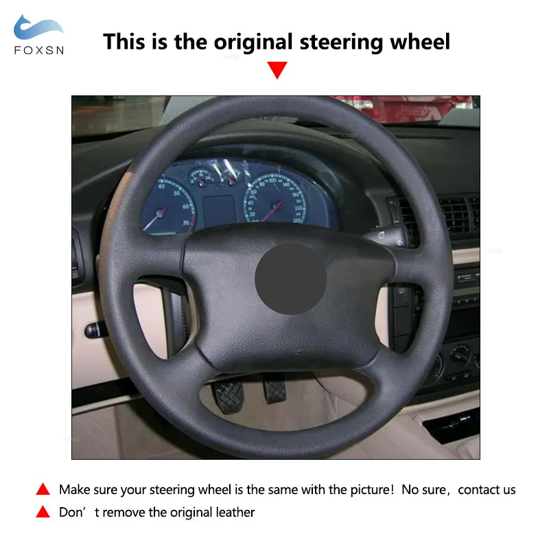 Handgeflochtener Auto-Lenkradbezug für Skoda Octavia 1999 2000 2001 2002 2003 2004 2005, weiches, perforiertes Mikrofaserleder – Detail 1