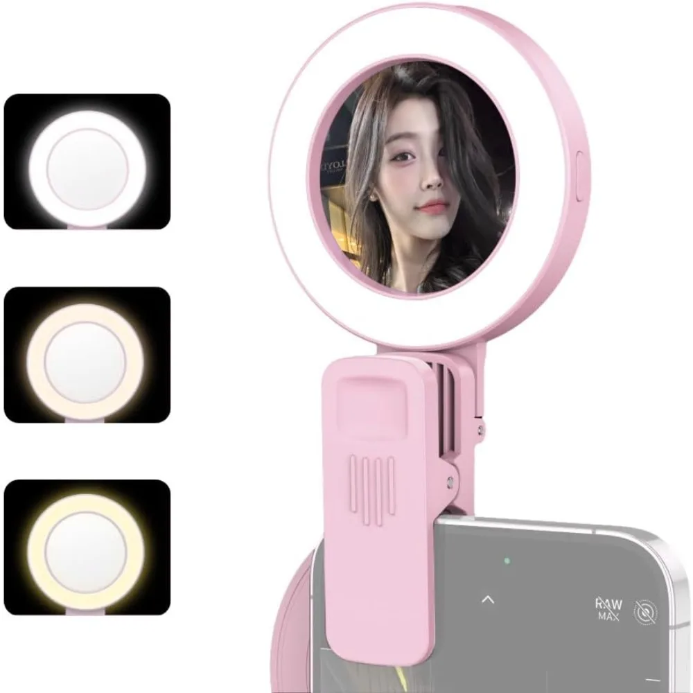 

Высокое качество, 3 режима освещения, зажим для селфи, 180 ° Вращающийся кольцевой светильник Светодиодный светильник для телефона Перезаряжаемый клипса Кольцевой светильник для селфи