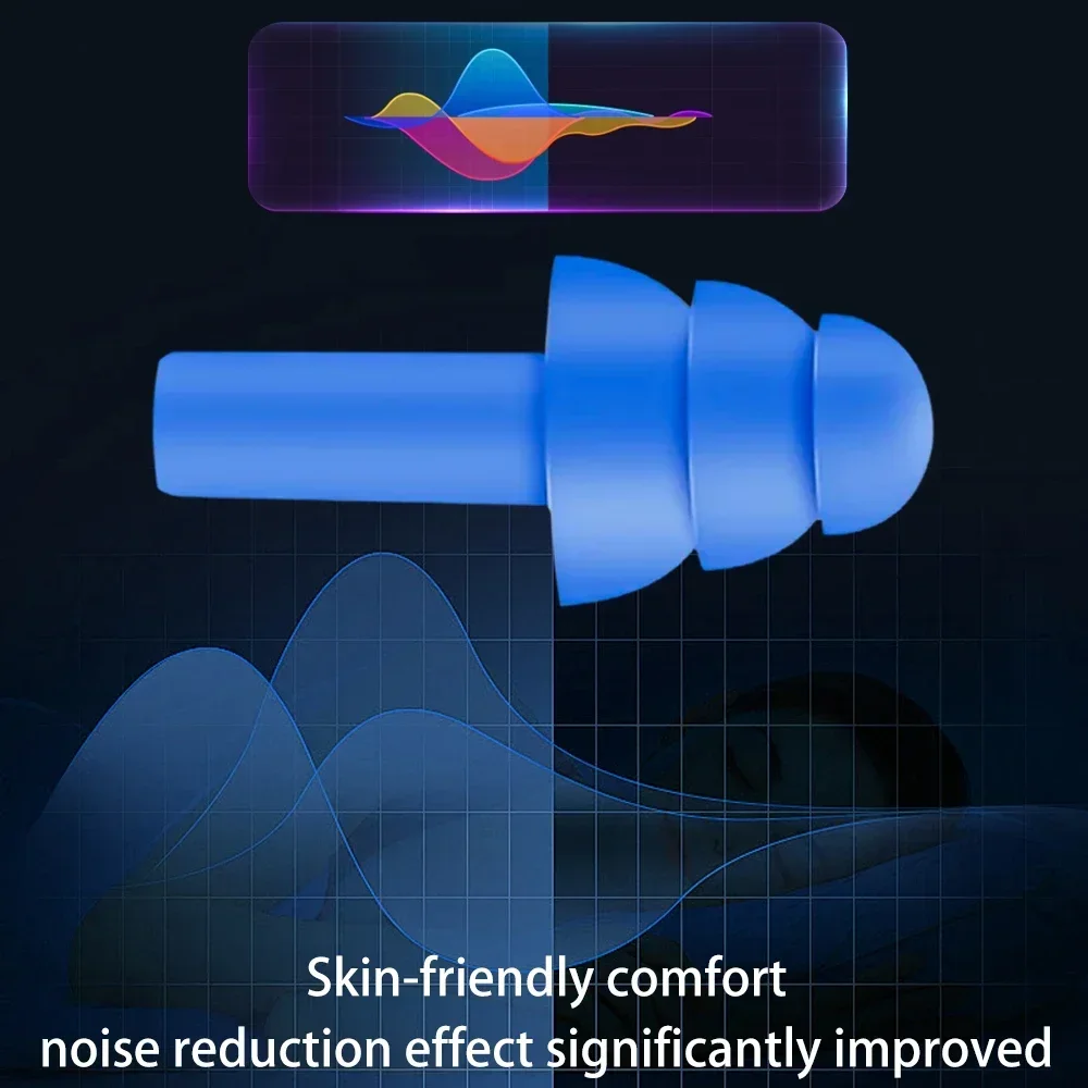 Reusable Waterproof Soft Silicone Earplugs Noise Reduction Sleeping Ear Plugs with Storage Box for Swimming Surfing Snorkeling