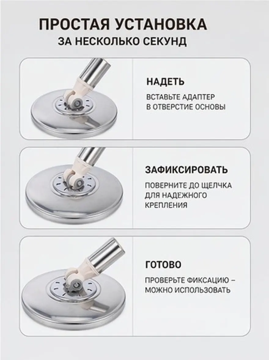 Rotating Mop Replacement Round Base Head Part Spinning Heavy Duty Stainless Steel Mop Head Adapter for Home Office Use