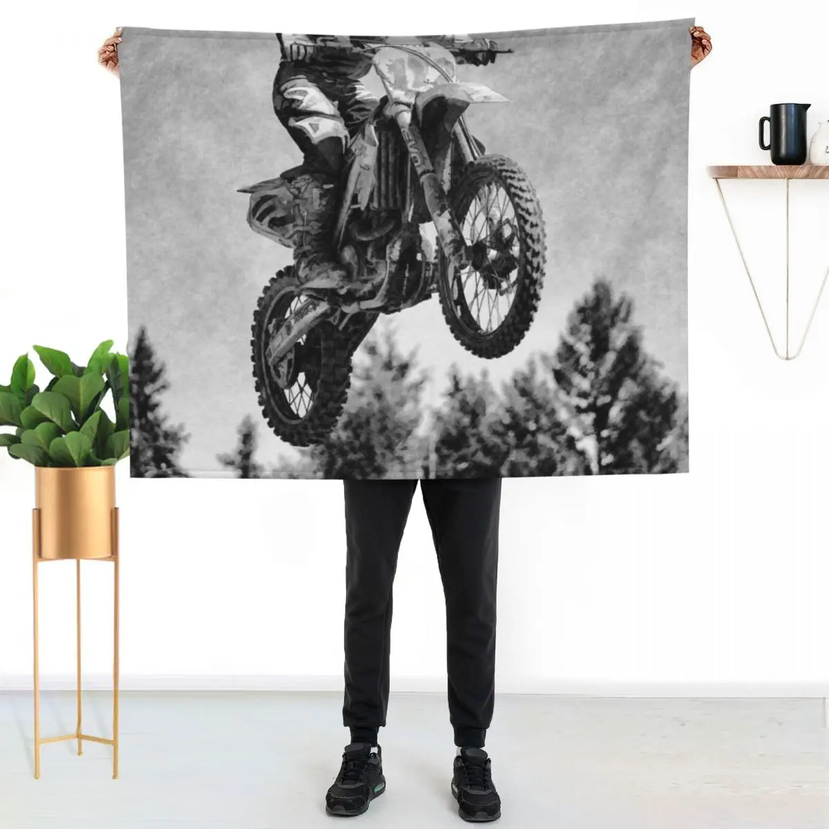 

Got Some Air! - Motocross Racer Throw Blanket Travel Size Cozy Blanket for Plane Train