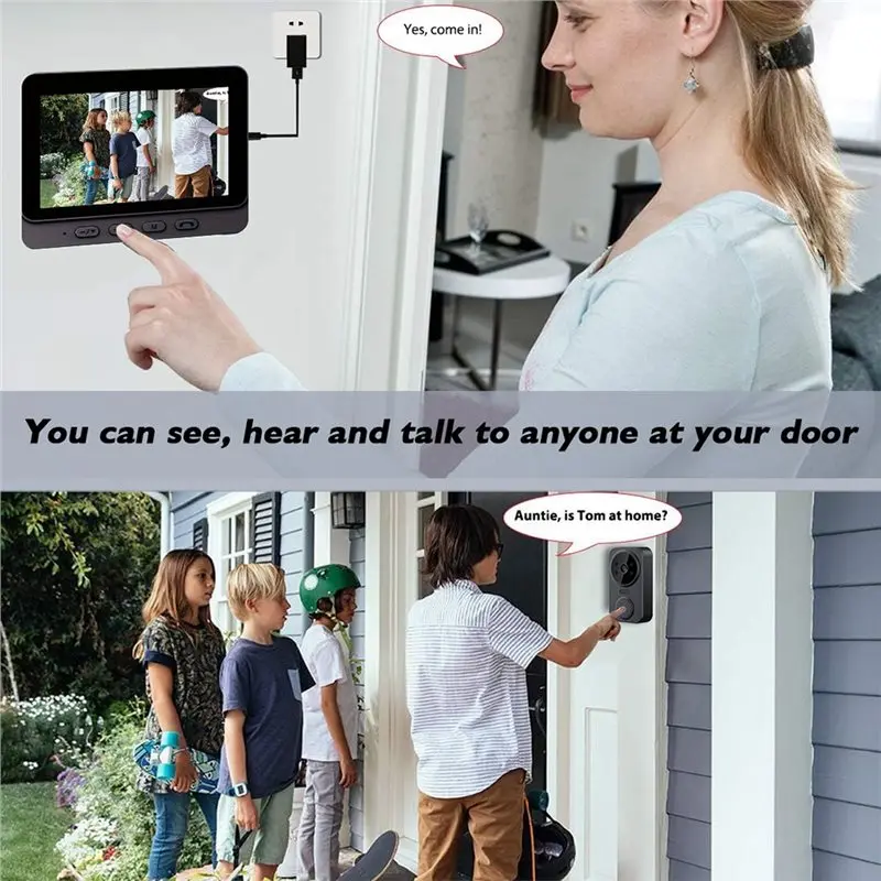B84B-Smart Video Doorbell Wifi Wireless 1080P HD Cam Two-Way Voice Outdoor Intercom Waterproof Home Security System