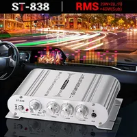 HIFI Power Amplifier ST-838 Sound Channel 2.1 Bass Home Audio Amplifier 20Wx2+40W Class DMini Media Player Car Silver EU UK Plug