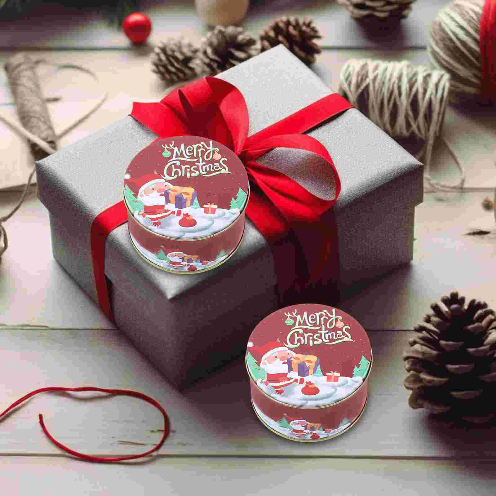 

12 Pcs Christmas Candy Jar Supplies Boxes for Giving Cookie Tins Decorative Round with Lids Large Festival Gift Storage Mini