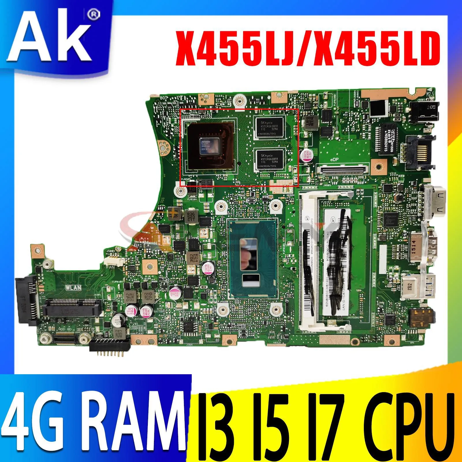 

Шэньчжэнь X455LJ Материнская плата ASUS X455LF X455L X455LD A455L F454L X455LA материнская плата для ноутбука I3 I5 I7 4th или 5th PM/UMA RAM-4GB