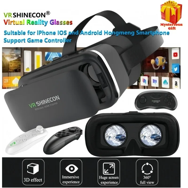 

VR Shinecon 10,0 шлем, 3D очки, гарнитура виртуальной реальности для смартфона, очки для смартфона, видеоигры, бинокль Viar