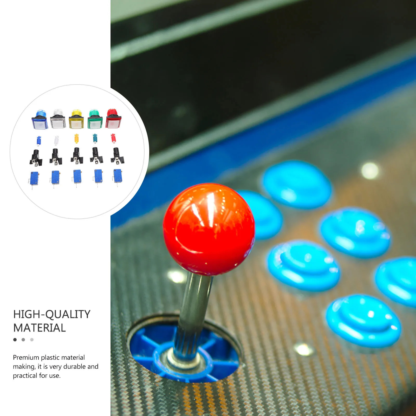 

5pcs Replaceable Arcade Button Plastic Rectangular Push Game Machine Switch For Home Competition Accessory Games