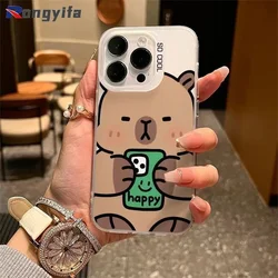 For Xiaomi 14T Civi 4 Pro 14 Ultra Redmi 14C 13 A3 A3X Note 14 Pro Plus Poco F6 Pro C61 M6 Phone Case Happy Brown Capybara Cover