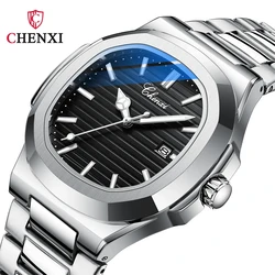 CHENXI 8222 Stainless Steel Wristwatch Case Fashion Calendar Quartz Waterproof Luminous Man Watches Reloj Hombre