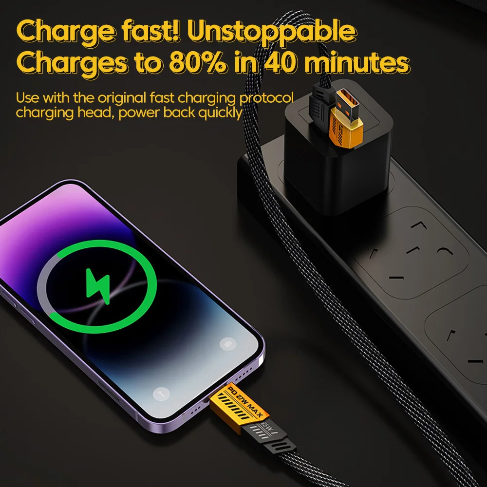 4 in 1 PD 65W 27W USB Cable Type C Dual Connector Lighting Mecha Style Fast Charging USB C Cable For iPhone 15 Samsung Xiaomi