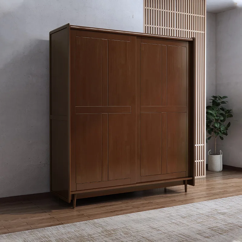 خزانة ملابس بباب منزلق من الخشب الصلب الاسكندنافي، باب منزلق بسيط وحديث لغرفة النوم المنزلية