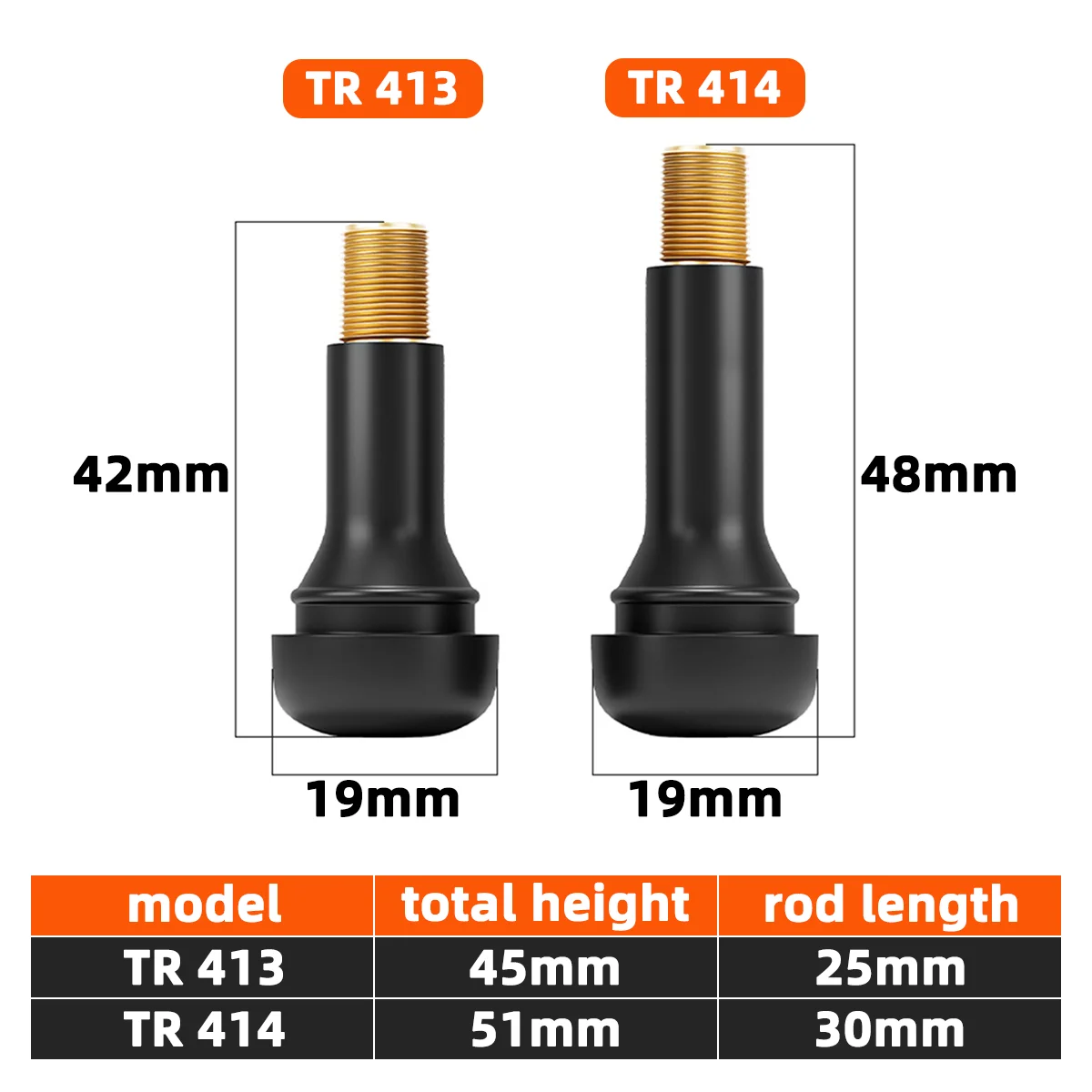 Car Tire Valve Stem Black Rubber Valve  TR413 TR414 Advanced Automotive Parts Car Truck Motorcycle Replacement Parts