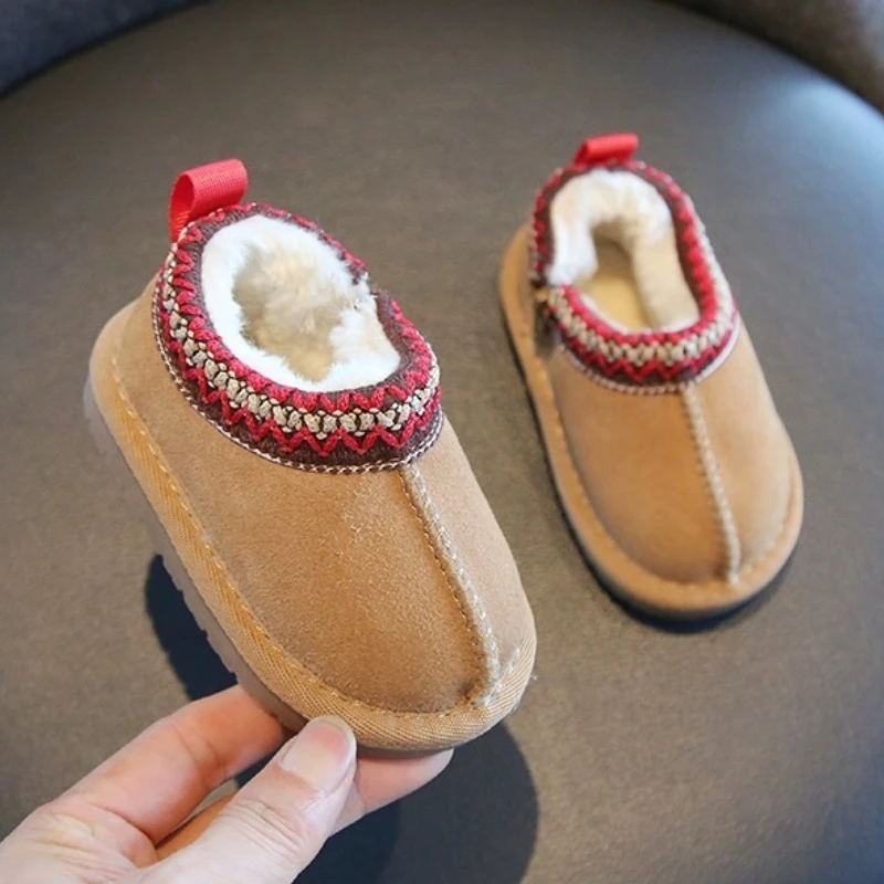 Kids Snow Boots Fashion Warm Winter Ankle Boot Versatile Thick 2026 Retro Baby Girls Shoes Classic Ethnic Boys Boot 1-4 Y Botas