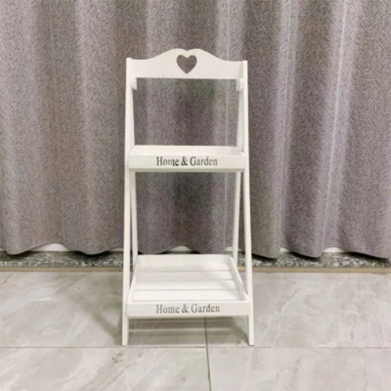 

American rural retro wooden flower stand several steps floor-to-ceiling multi-layer square shelf balcony flower table