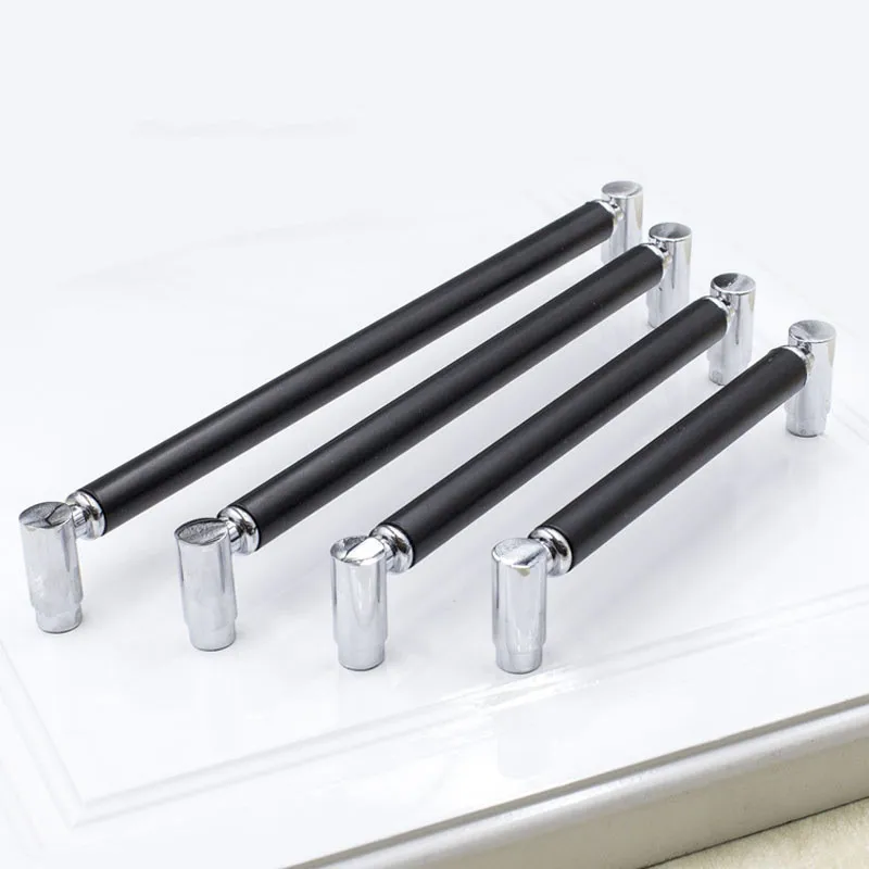 128 160mm Modern Simple Fashion Silver Black Wardrobe Cupboard Door Handle Chrome Drawer Kitchen Cabinet Dresser Furniture knob