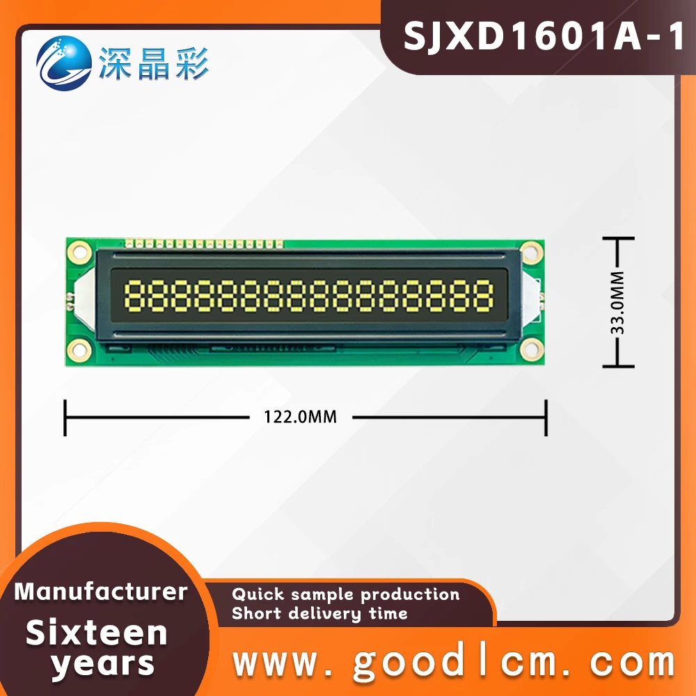 LCD1601A-1 1601Module Blue/Green Screen IIC/I2C 16x1 Large Character LCD Display Module1601 5.0V or 3.3V DFSTN green character