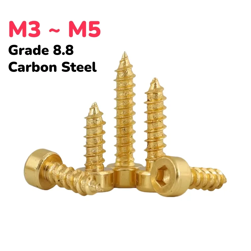 M3 M3.5 M4 M5 Grade 8.8 With Hard Gold Hexagonal Self Tapping Screws Special For Fixing Audio Speakers And Speakers
