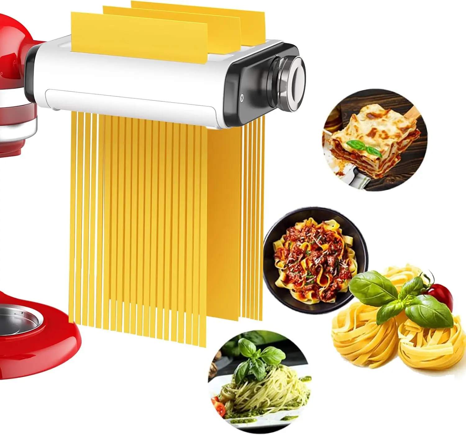 

3-in-1 Pasta Maker Attachment for Stand Mixers, Easy Homemade Noodles with Dough Roller and Cutter