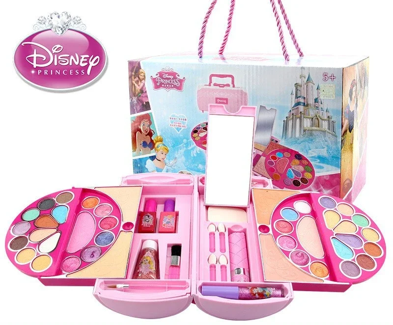 Disney girls Princess frozen elsa anna real suitcase  case Makeup set with original box  Cartoon  Beauty Fashion Pretend Toys