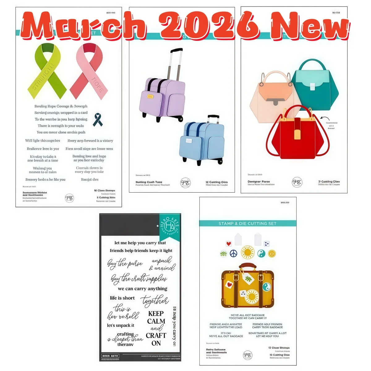 

2026 Rolling Craft Tote Retro Suitcase Metal Cutting Dies Clear Stamps for DIY Greeting Card Making Scrapbooking Craft Paper