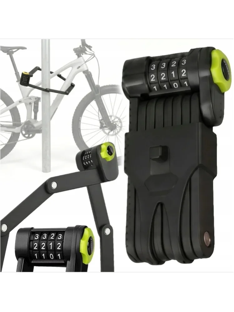 Faltbares Fahrradschloss mit 4-stelliger Zahlenkombination, Stahl-Fahrradkettenschloss, Diebstahlschutz, Kompaktes Faltschloss für MTB, Rennrad, Cityrad, E-Bike, Roller, Kinderwagen, Motorrad mit