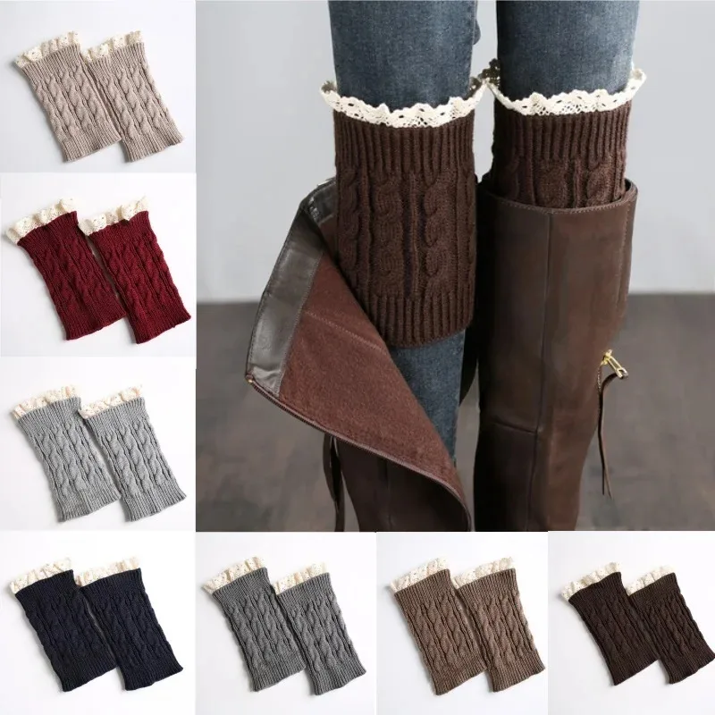 Winter Knit Solid Leg Warmers Women Girls Ankle Warm Crochet Thermal Thick Leg Warmer Sock Boot Cover Cuffs Socks Accessories