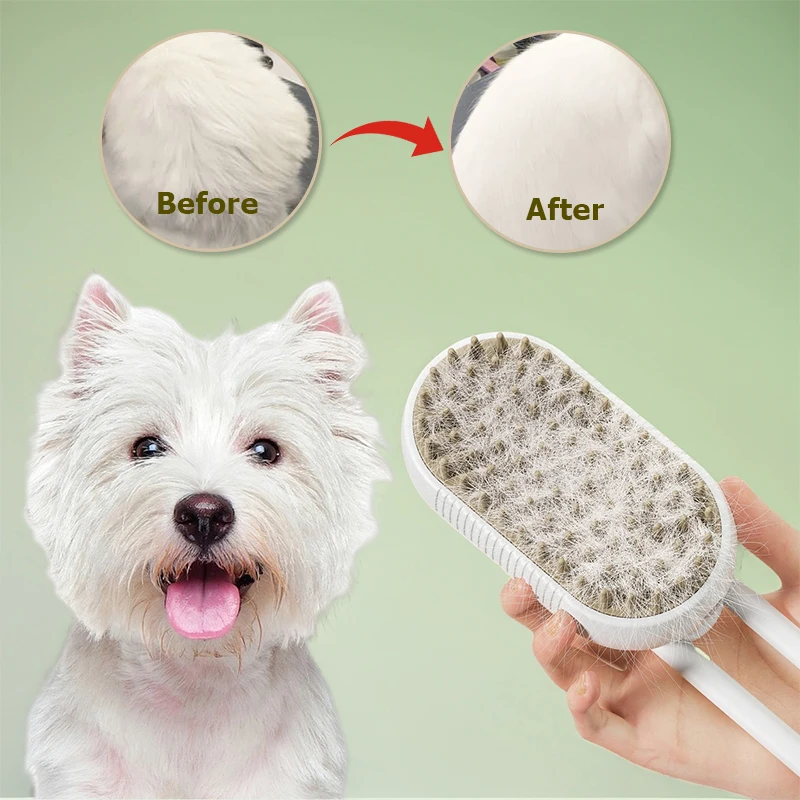 3 in 1 Steamy Pet Dog Brush Cat Steam Brush Electric Spray Cat Hair Brush Comb Massage Pet Grooming Tool Loose Hair Supplies image 4