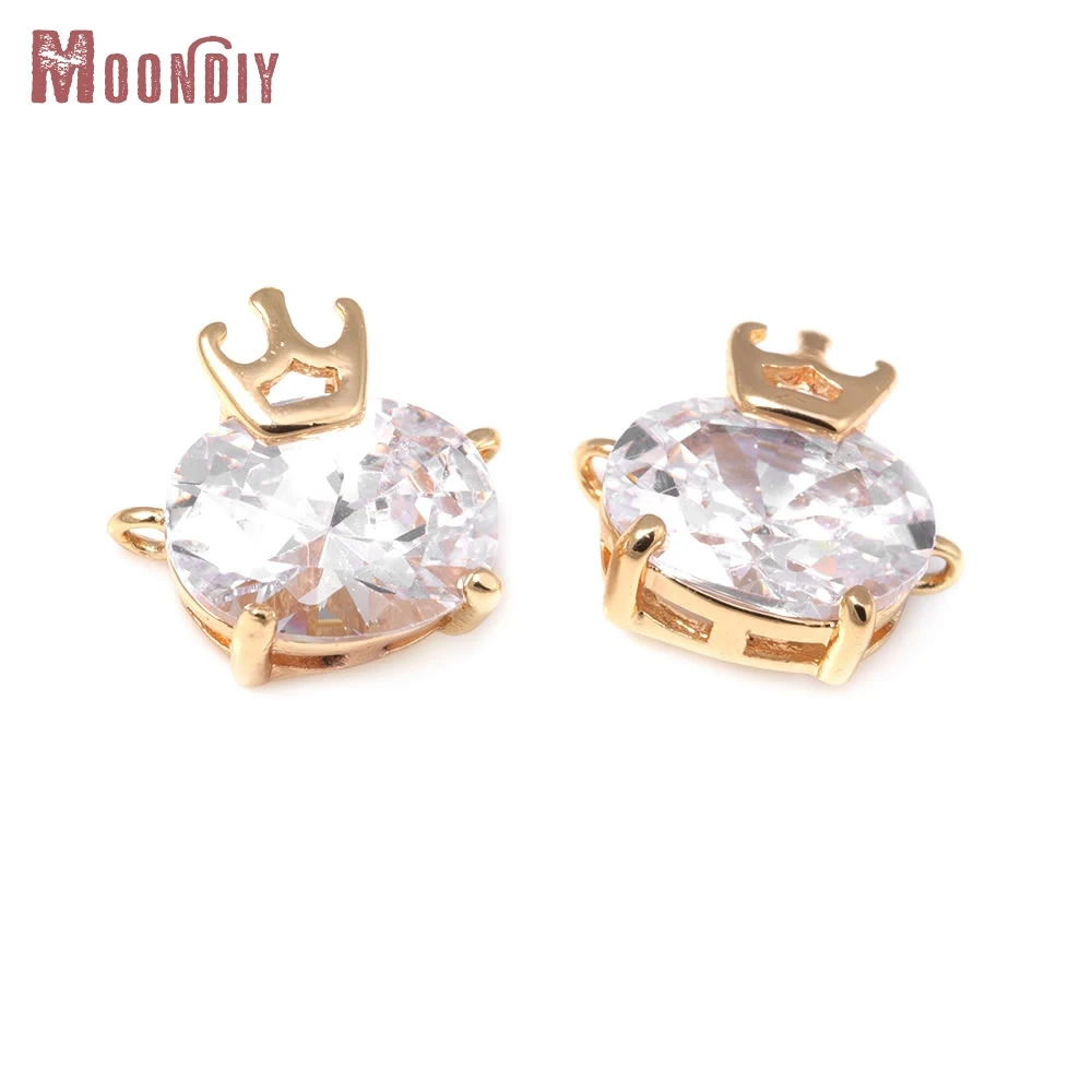 

4 шт., 18-каратное золото, латунь и циркон, 2 отверстия, Корона, подвески, подвески, высокое качество, изготовление ювелирных изделий своими руками, ожерелье, аксессуары