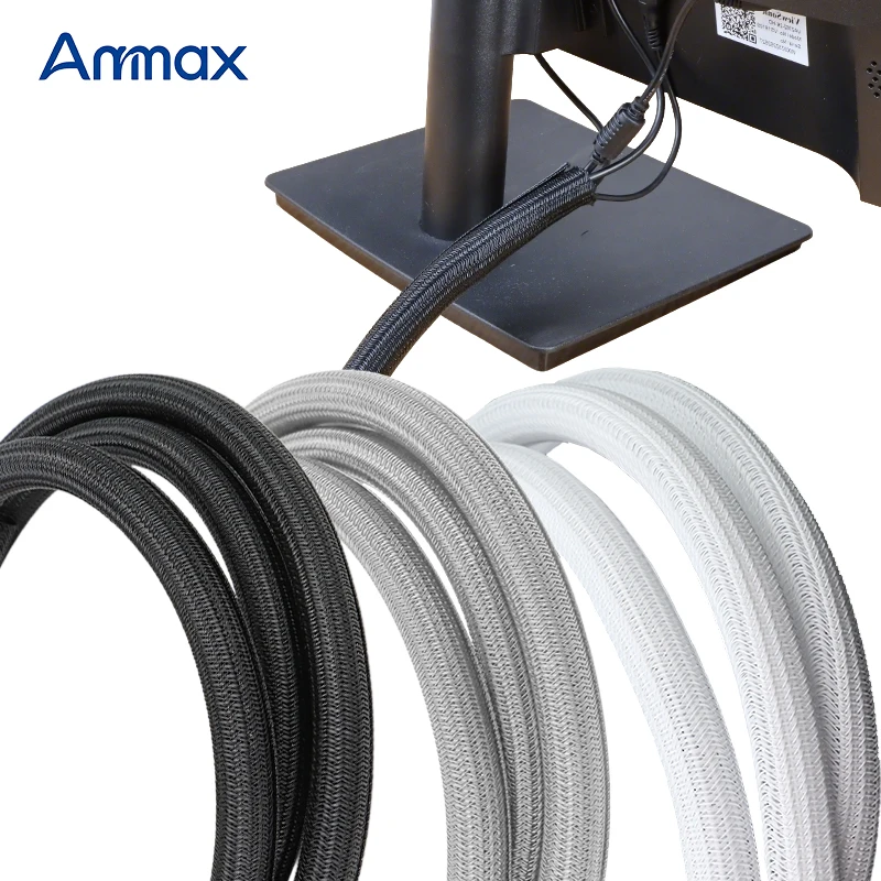 Manchon auto-fermant 3/5/10m, 3 5 8 10 13 16 19 25 32~50mm, en tresse PET flexible, résistant à l'usure et isolée, pour protection de câble USB fendu