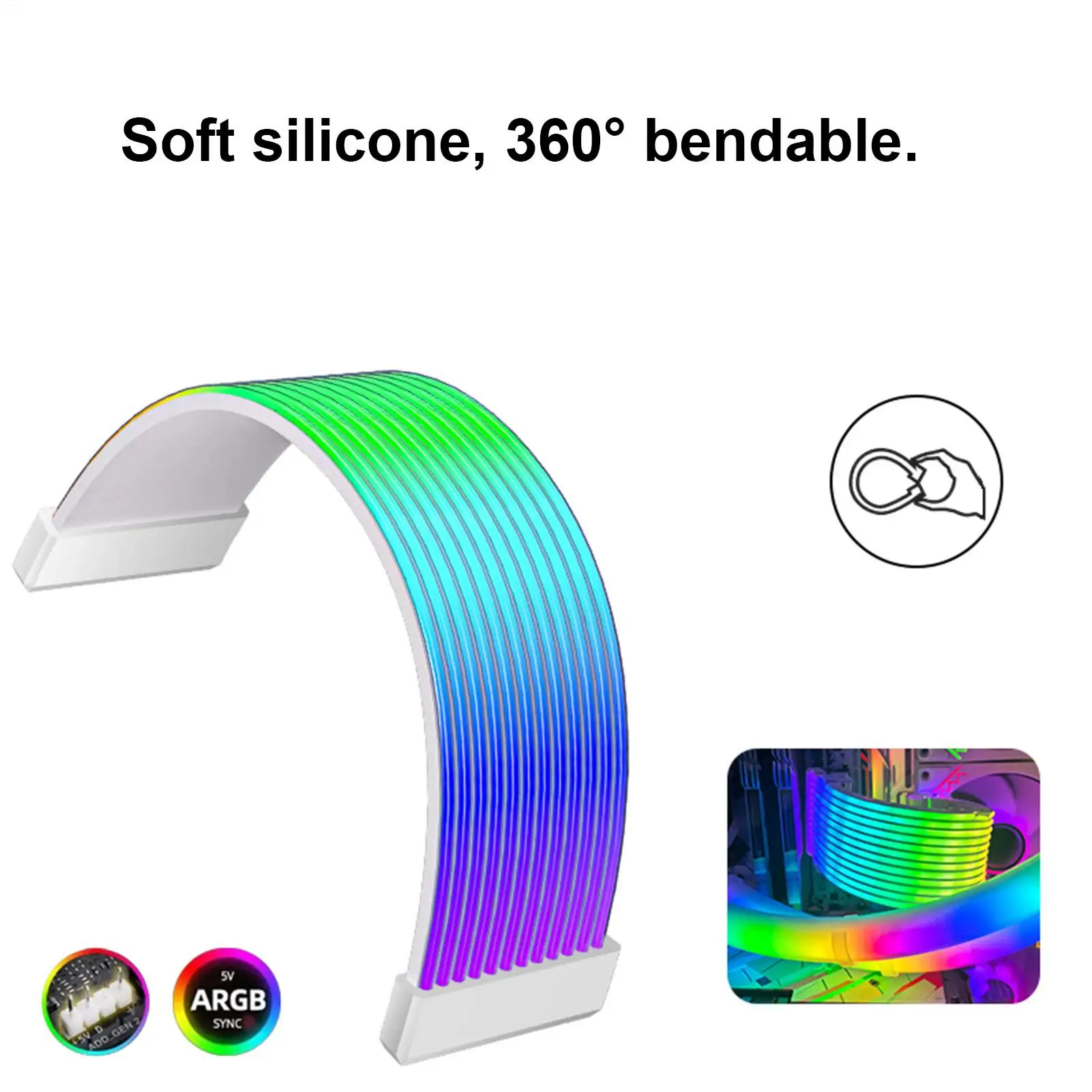 

Кабель ARGB SyncPC 5В 3-контактный, удлинитель питания для материнской платы 8P 24PIN, гибкая светодиодная неоновая лента, DIY-набор с 108 светодиодами