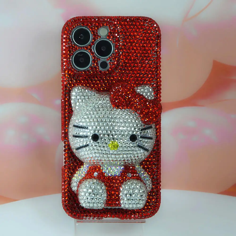 

New Hello Kitty Sanrio Iphone 17 16Promax 15 14 Phone Case Kawaii Cartoon Apple Phone Case Rhinestone Girlfriend Festival Gift