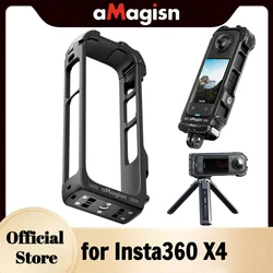 aMagisn Plastic Cage for Insta360 X4,Protective Housing Frame Compatible Quick Release Mount Insta360 X4 Protection Accessories