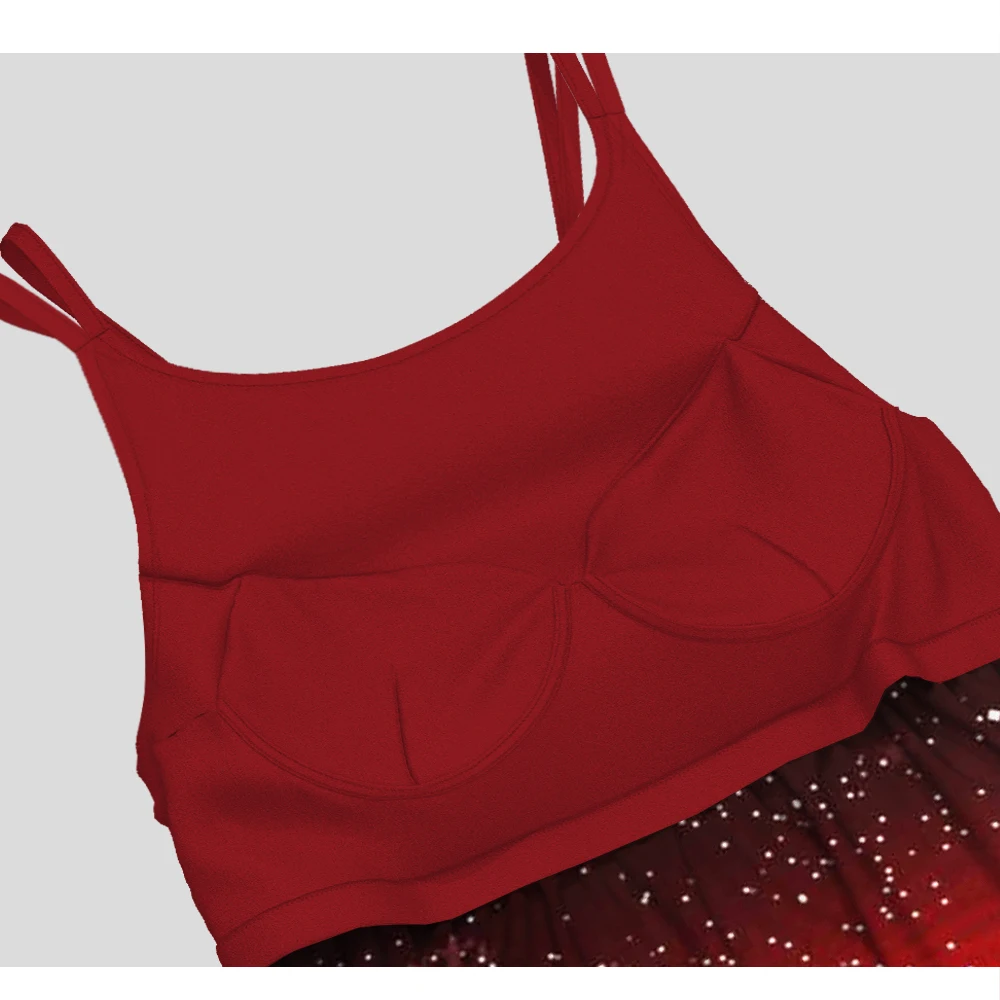 Cami de Natal com sutiã embutido, plus size, arco vermelho, estampa de árvore de Natal brilhante