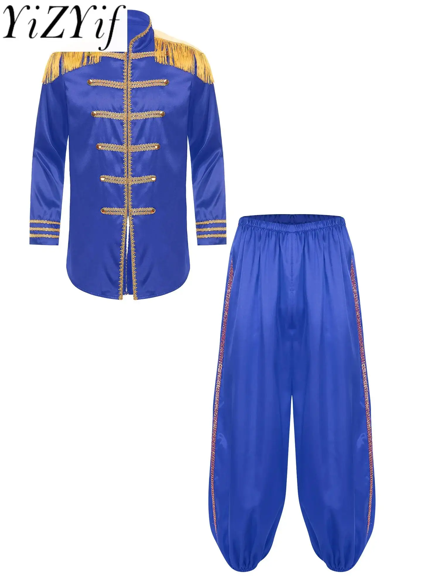 

Mens Hippie Music Star 1960s Halloween Xmas SGT Sergeant Pepper Jacket with Pants for Adults Costume 2pcs Fancy Dress Outfits