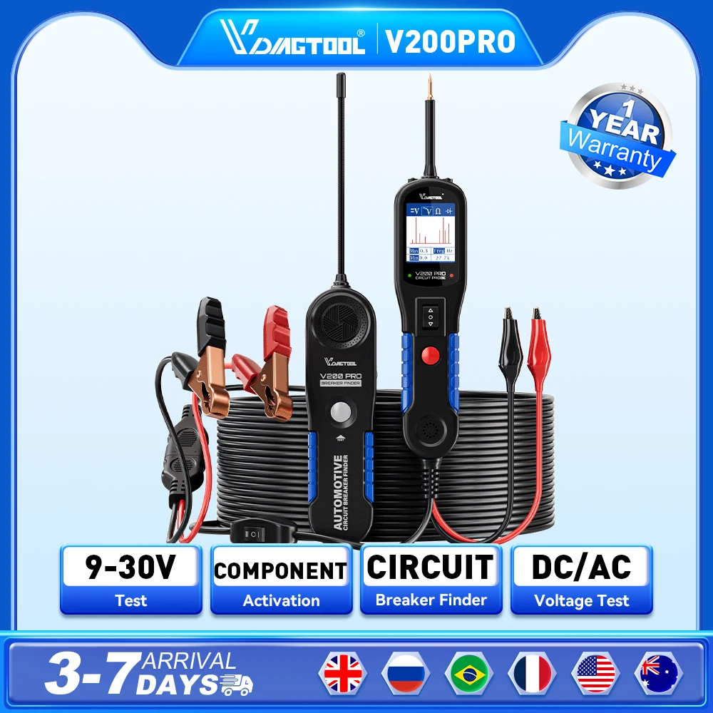 

VDIAGTOOL V200pro Electric Circuit Tester Service For Checking 12v/24v Vehicle Batteries And Cigarette Lighter Power Supply