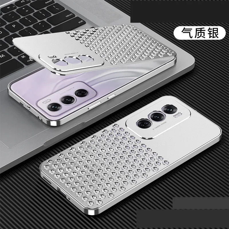 

Luxury Metal Cooling Hollow Aluminum Phone Case For OPPO Reno 12 Pro Heat Dissipation Cover Funda For Oppo reno 12