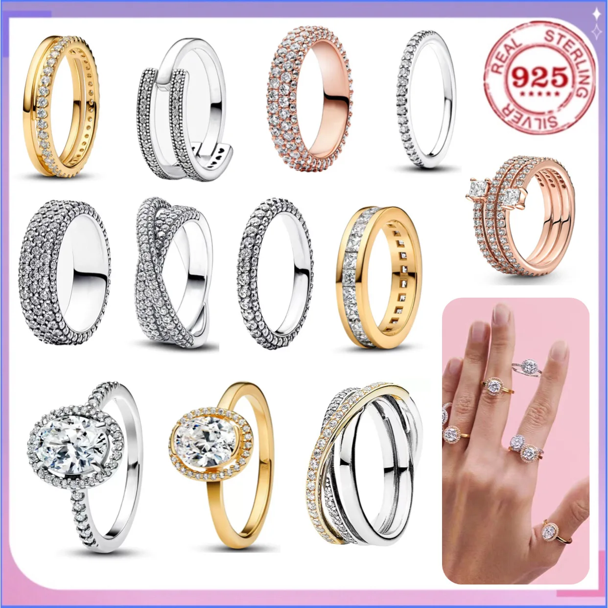 

Luxurious 925% sterling silver zircon oval romantic intersection ring fashionable Valentine's Day gift for women fine jewelry