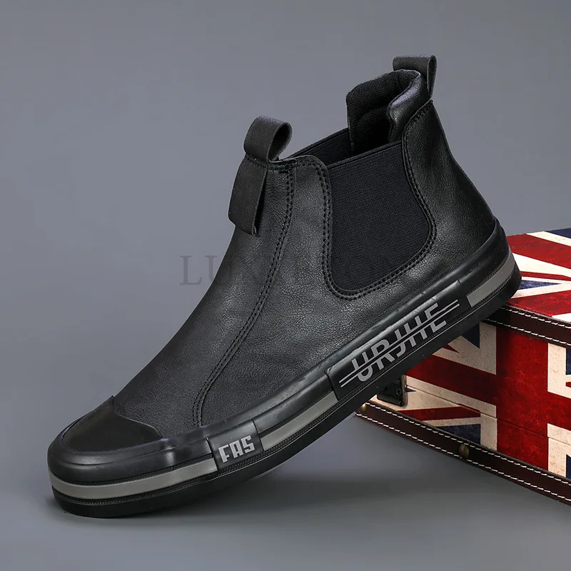 Winter Mens New High-top Casual Shoes Mens Leather Shoes Plus Cashmere Warm Two Cotton Shoes Mens Winter Shoes Martin Boots
