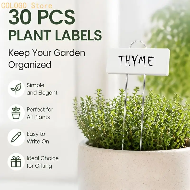 Metal Garden Row Labels with White Panels for Pots and Herb Lines D0LD