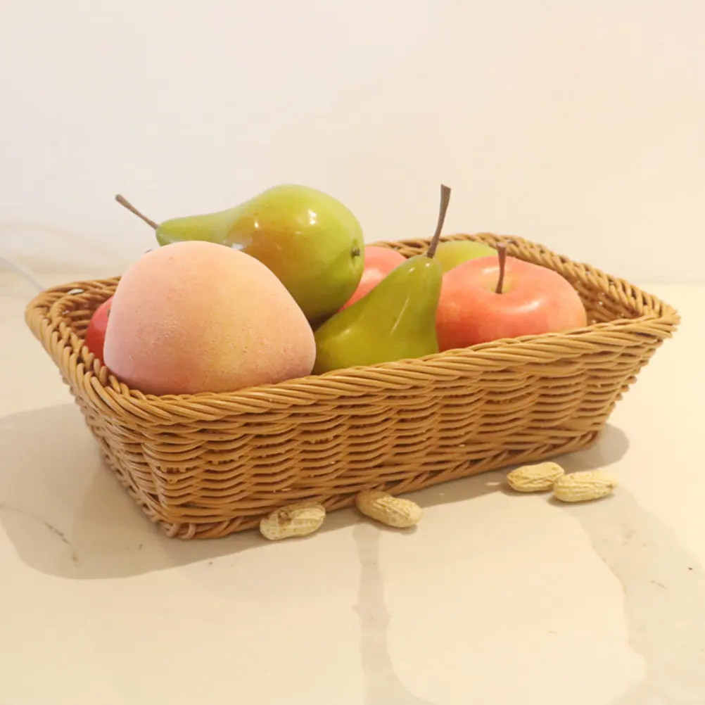 1 pièce, panier à fruits carré en bambou raffiné, plateau de lavage pour légumes, assiette de service pour pain, décoration rustique, couleur marron clair, robuste.